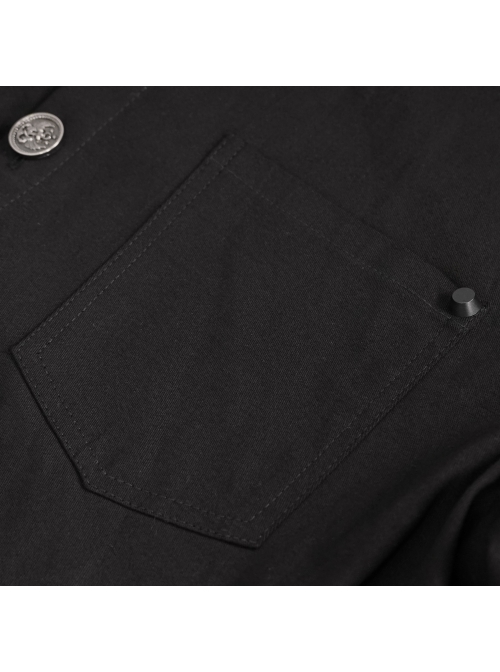 Black Punk Nylon Strap Metal Buckle Decoration Long Sleeve Elasticity Thick Shirt