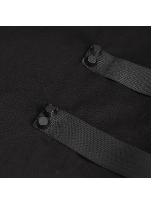 Black Punk Nylon Strap Metal Buckle Decoration Long Sleeve Elasticity Thick Shirt
