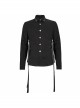 Black Punk Nylon Strap Metal Buckle Decoration Long Sleeve Elasticity Thick Shirt
