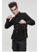 Black Punk Nylon Strap Metal Buckle Decoration Long Sleeve Elasticity Thick Shirt