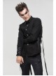 Black Punk Nylon Strap Metal Buckle Decoration Long Sleeve Elasticity Thick Shirt