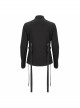 Black Punk Nylon Strap Metal Buckle Decoration Long Sleeve Elasticity Thick Shirt