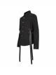 Black Punk Nylon Strap Metal Buckle Decoration Long Sleeve Elasticity Thick Shirt