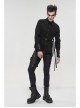 Black Punk Nylon Strap Metal Buckle Decoration Long Sleeve Elasticity Thick Shirt