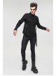 Black Punk Nylon Strap Metal Buckle Decoration Long Sleeve Elasticity Thick Shirt
