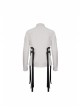 White Punk Nylon Strap Metal Buckle Decoration Long Sleeve Elasticity Thick Shirt