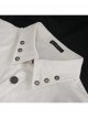 White Punk Nylon Strap Metal Buckle Decoration Long Sleeve Elasticity Thick Shirt