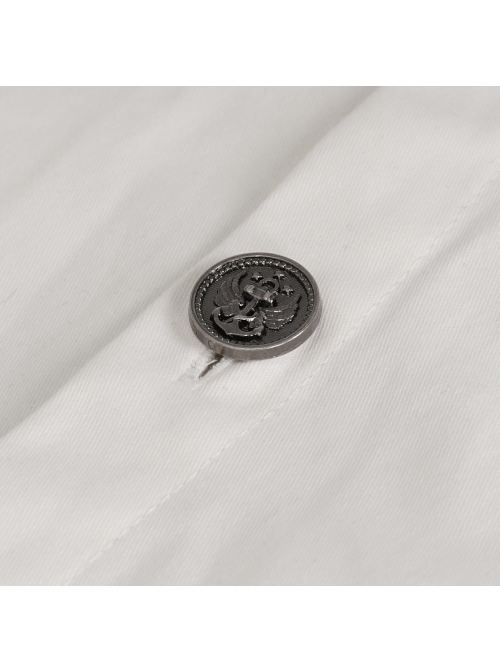 White Punk Nylon Strap Metal Buckle Decoration Long Sleeve Elasticity Thick Shirt