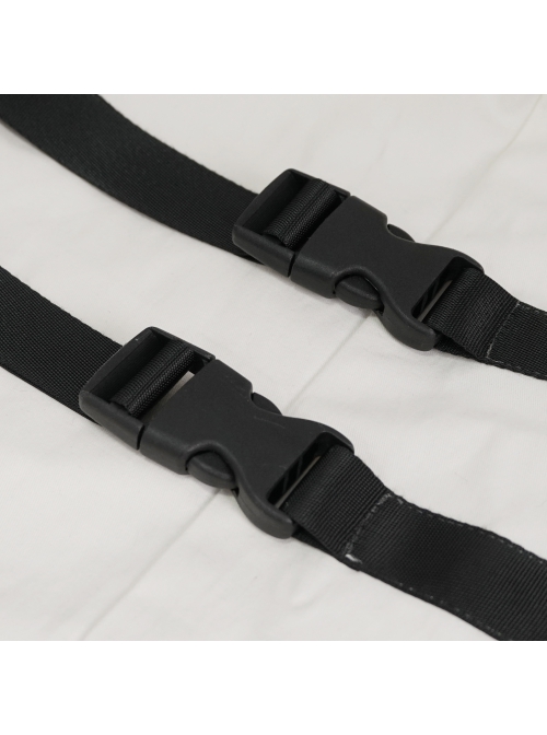 White Punk Nylon Strap Metal Buckle Decoration Long Sleeve Elasticity Thick Shirt