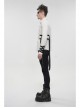 White Punk Nylon Strap Metal Buckle Decoration Long Sleeve Elasticity Thick Shirt
