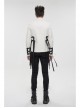 White Punk Nylon Strap Metal Buckle Decoration Long Sleeve Elasticity Thick Shirt