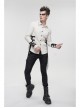 White Punk Nylon Strap Metal Buckle Decoration Long Sleeve Elasticity Thick Shirt