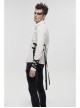 White Punk Nylon Strap Metal Buckle Decoration Long Sleeve Elasticity Thick Shirt