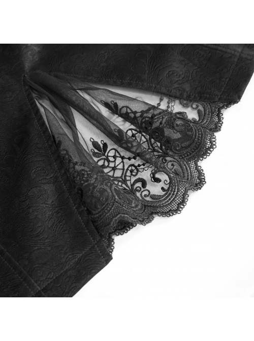 Gothic Pattern Leather Button Decoration Slim-Fitting Black Hip Skirt
