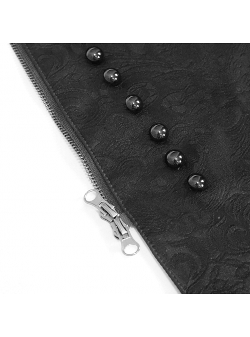 Gothic Pattern Leather Button Decoration Slim-Fitting Black Hip Skirt