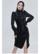 Gothic Pattern Leather Button Decoration Slim-Fitting Black Hip Skirt