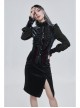 Gothic Pattern Leather Button Decoration Slim-Fitting Black Hip Skirt