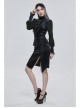 Gothic Pattern Leather Button Decoration Slim-Fitting Black Hip Skirt