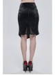 Gothic Pattern Leather Button Decoration Slim-Fitting Black Hip Skirt