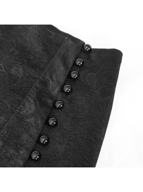 Gothic Pattern Leather Button Decoration Slim-Fitting Black Hip Skirt