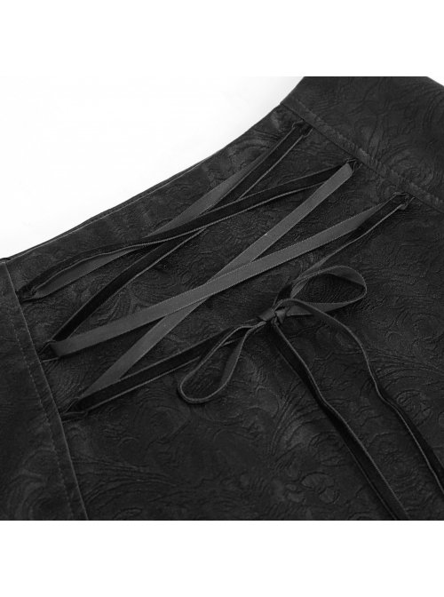 Gothic Pattern Leather Button Decoration Slim-Fitting Black Hip Skirt