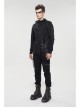 Gothic Metal Grommets With Drawstring Design Irregular Plush Fabric Distressed Black Sweater