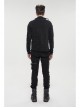 Gothic Metal Grommets With Drawstring Design Irregular Plush Fabric Distressed Black Sweater