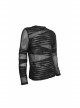 Gothic Bandage Design Net Yarn Perspective Male Black Sweater