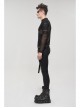 Gothic Bandage Design Net Yarn Perspective Male Black Sweater