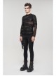 Gothic Bandage Design Net Yarn Perspective Male Black Sweater