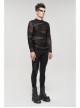 Gothic Bandage Design Net Yarn Perspective Male Black Sweater