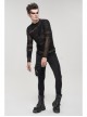 Gothic Bandage Design Net Yarn Perspective Male Black Sweater
