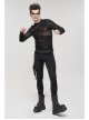 Gothic Bandage Design Net Yarn Perspective Male Black Sweater