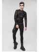 Gothic Bandage Design Net Yarn Perspective Male Black Sweater
