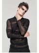Gothic Bandage Design Net Yarn Perspective Male Black Sweater