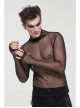 Gothic Elasticity Perspective Rhombus Net Yarn Male Black T-shirt