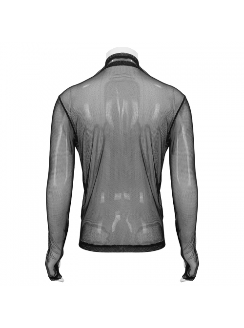 Gothic Elasticity Perspective Rhombus Net Yarn Male Black T-shirt