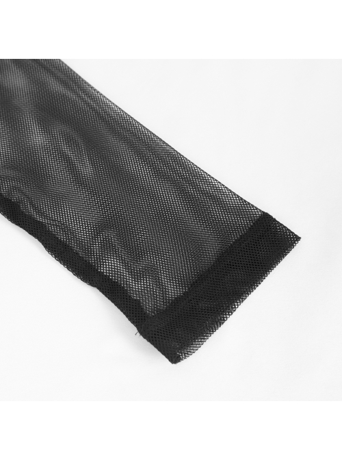 Gothic Elasticity Perspective Rhombus Net Yarn Male Black T-shirt