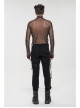 Gothic Elasticity Perspective Rhombus Net Yarn Male Black T-shirt