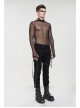 Gothic Elasticity Perspective Rhombus Net Yarn Male Black T-shirt