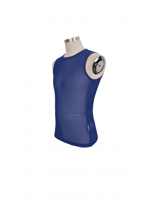 Gothic Elasticity Perspective Rhombus Net Yarn Male Blue Sleeveless T-shirt