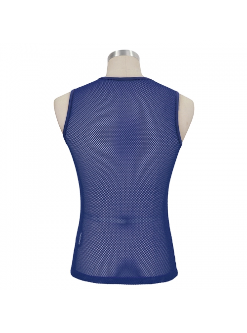 Gothic Elasticity Perspective Rhombus Net Yarn Male Blue Sleeveless T-shirt