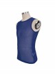 Gothic Elasticity Perspective Rhombus Net Yarn Male Blue Sleeveless T-shirt
