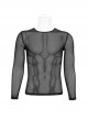 Black Elasticity High neck Long Sleeve Gothic Mesh T-shirt