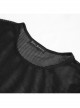 Black Elasticity High neck Long Sleeve Gothic Mesh T-shirt