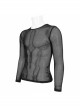 Black Elasticity High neck Long Sleeve Gothic Mesh T-shirt