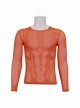 Orange Elasticity High neck Long Sleeve Gothic Mesh T-shirt
