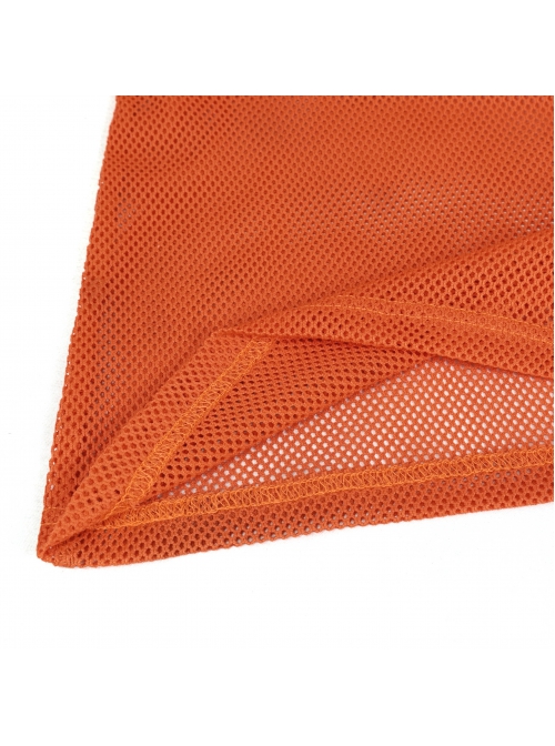 Orange Elasticity High neck Long Sleeve Gothic Mesh T-shirt
