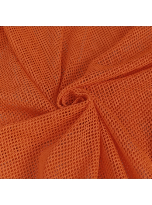 Orange Elasticity High neck Long Sleeve Gothic Mesh T-shirt