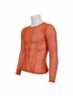 Orange Elasticity High neck Long Sleeve Gothic Mesh T-shirt